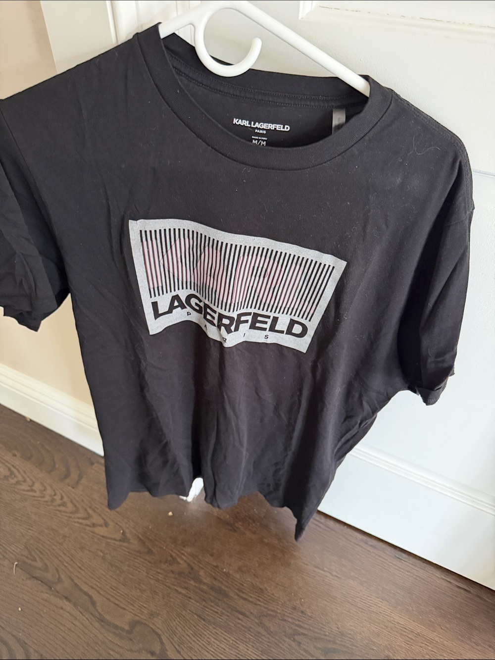 Karl Lagerfeld Black Graphic Logo Tee with Gray Accents